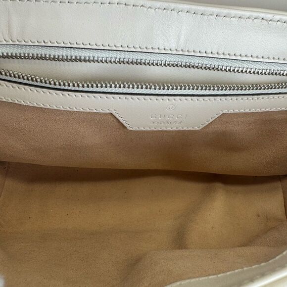Gucci Aria Calfskin Matelasse Small GG Marmont Shoulder Bag White - Picture 11 of 15